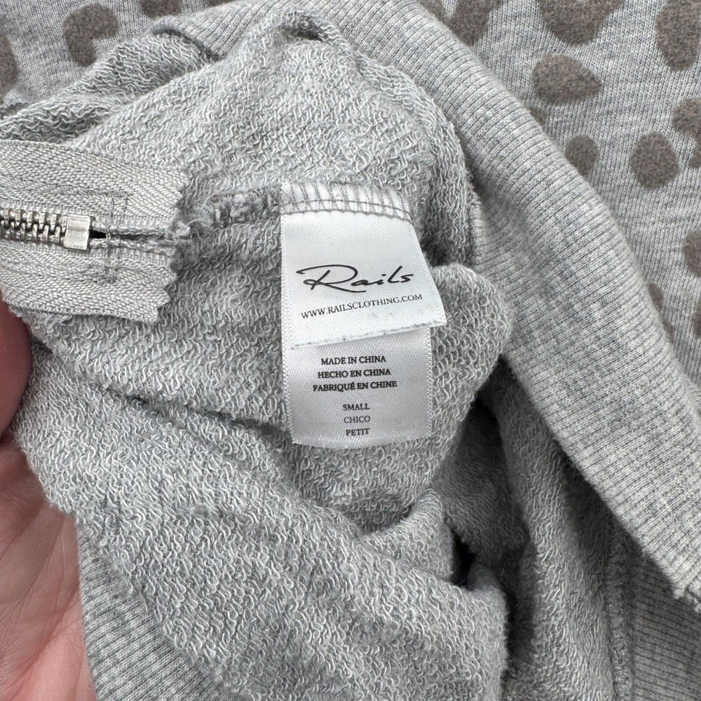 Rails Marlo Flocked Sweater Womens S Gray Leopard Print Cotton Zipper Detail - Picture 11 of 12